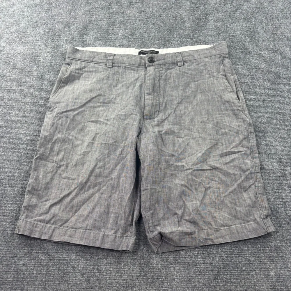 Banana Republic Chino Shorts 33 Gray Cotton Flat Front Mens